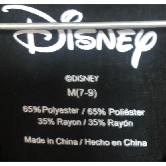 Disney Short Sleeve Shirt Juniors Medium Black Mickey Minnie Holding Hands Graph - Picture 4 of 5